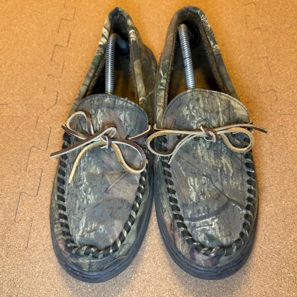Woolrich Moccasin Slippers Mens 12 Camo Fleece Canvas Loafers WM1183-347-12